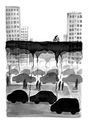 Le vélocycliste dans les nuages