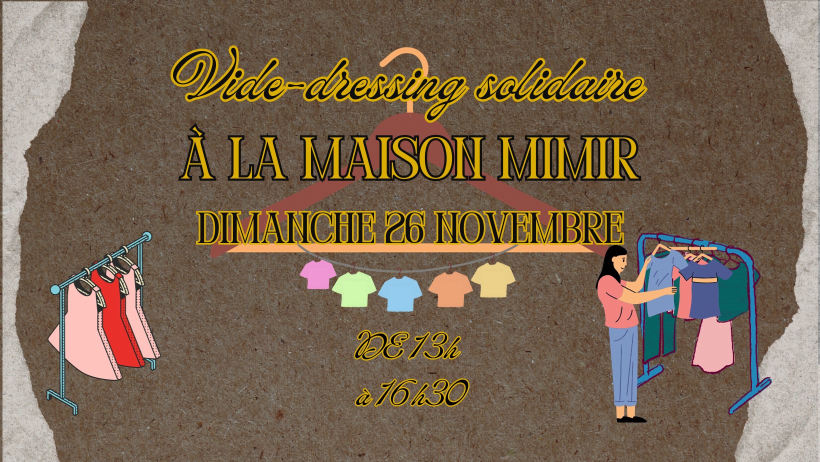 DIMANCHE 26/11/2023 : Vide dressing solidaire + Ambiance CHILL